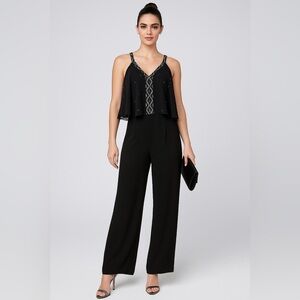 Venus Women’s Black Embellished Jumpsuit Size 6 NWOT